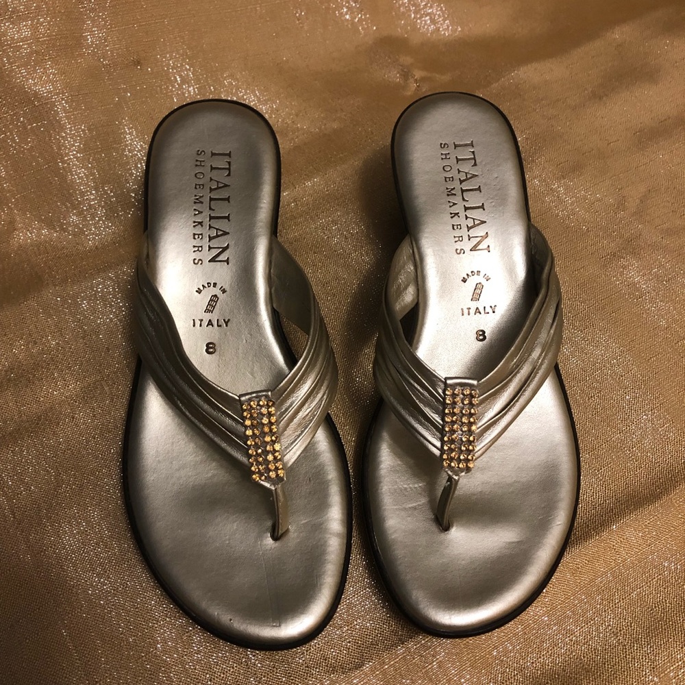 Italian Shoemakers Gold Wedge Thong